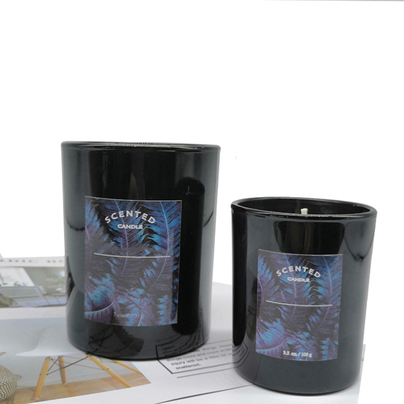 Customized with your brand wholesale Hot selling  black glass scented candle with personalized label and design